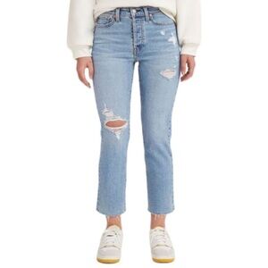 NWT Levi's Women's Wedgie Straight Distressed Ripped Jeans‎ 29 x 28 90’s Preppy